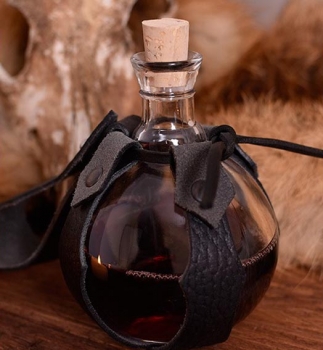 Kugel - Feldflasche aus Glas mit Gürtelhalter